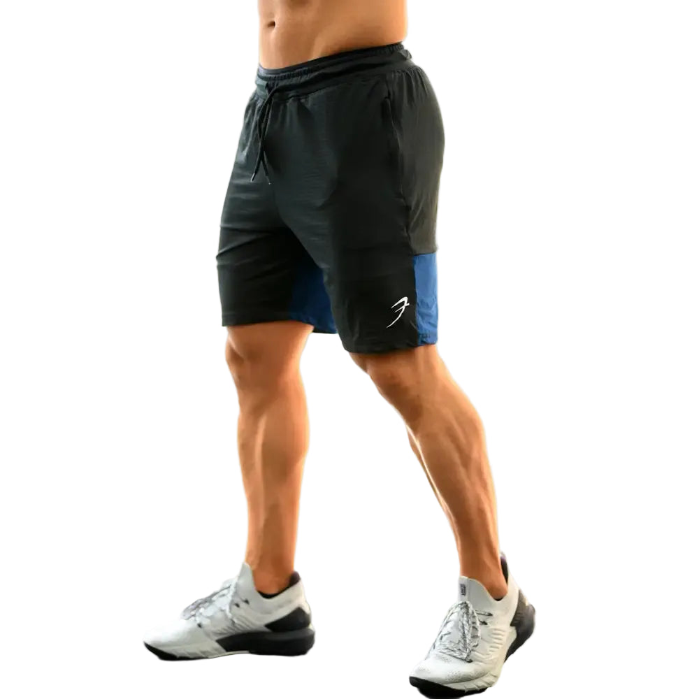 Box Shorts Black with Blue