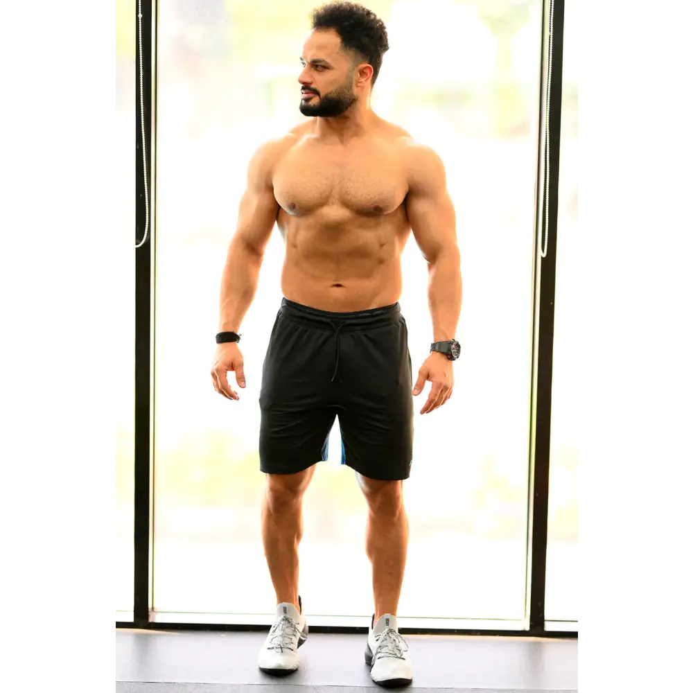 Box Shorts Black with Blue
