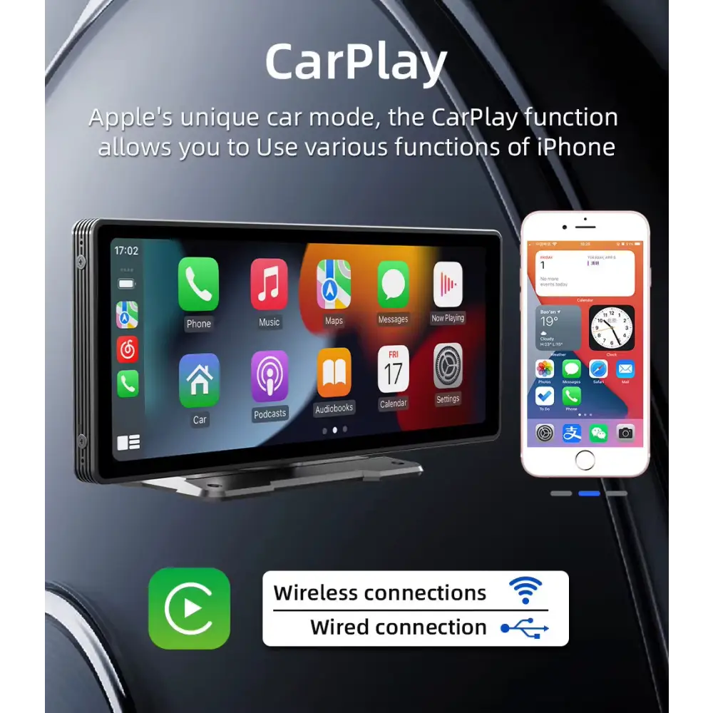 BQCC 10.26-Inch Portable Wireless CarPlay Display