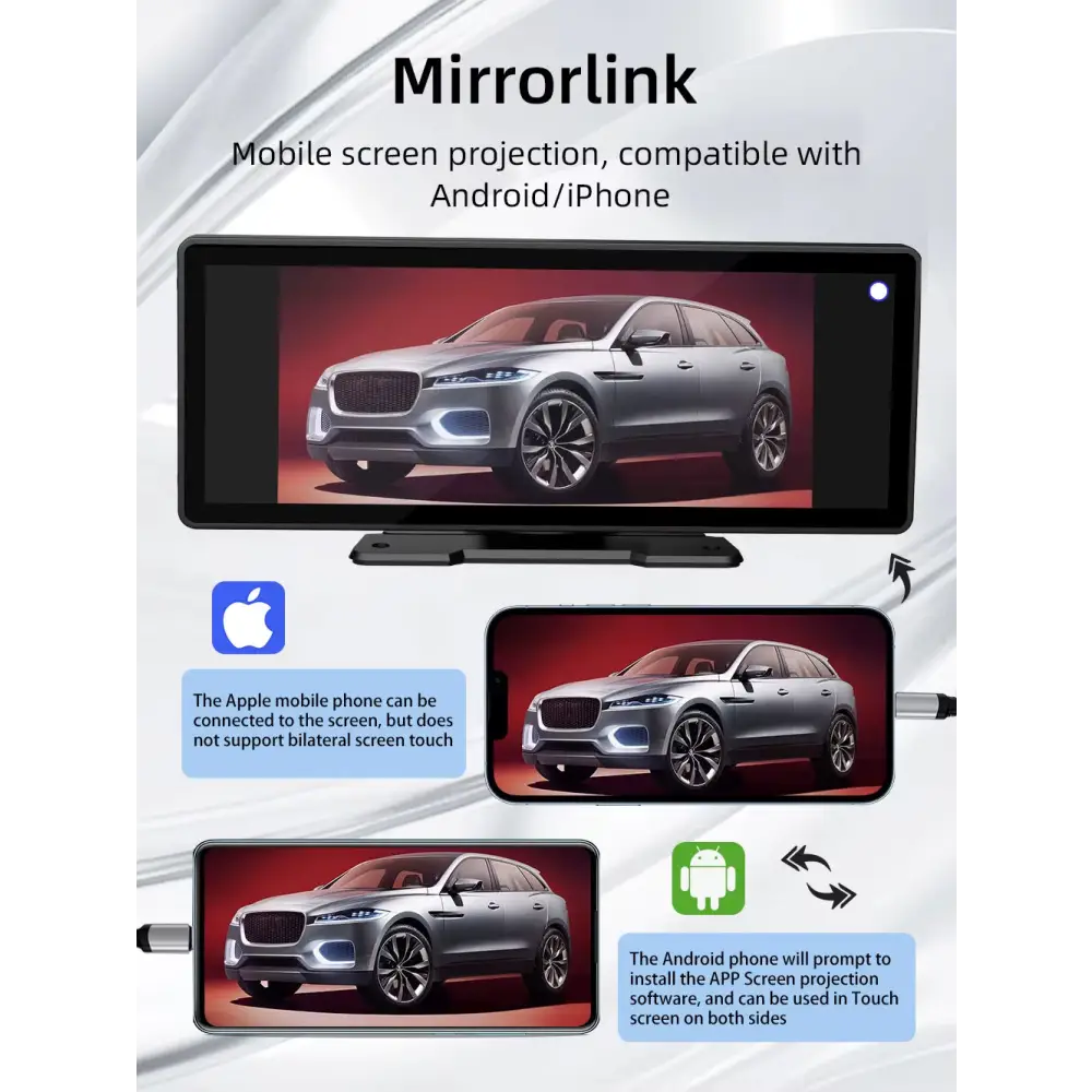 BQCC 10.26-Inch Portable Wireless CarPlay Display