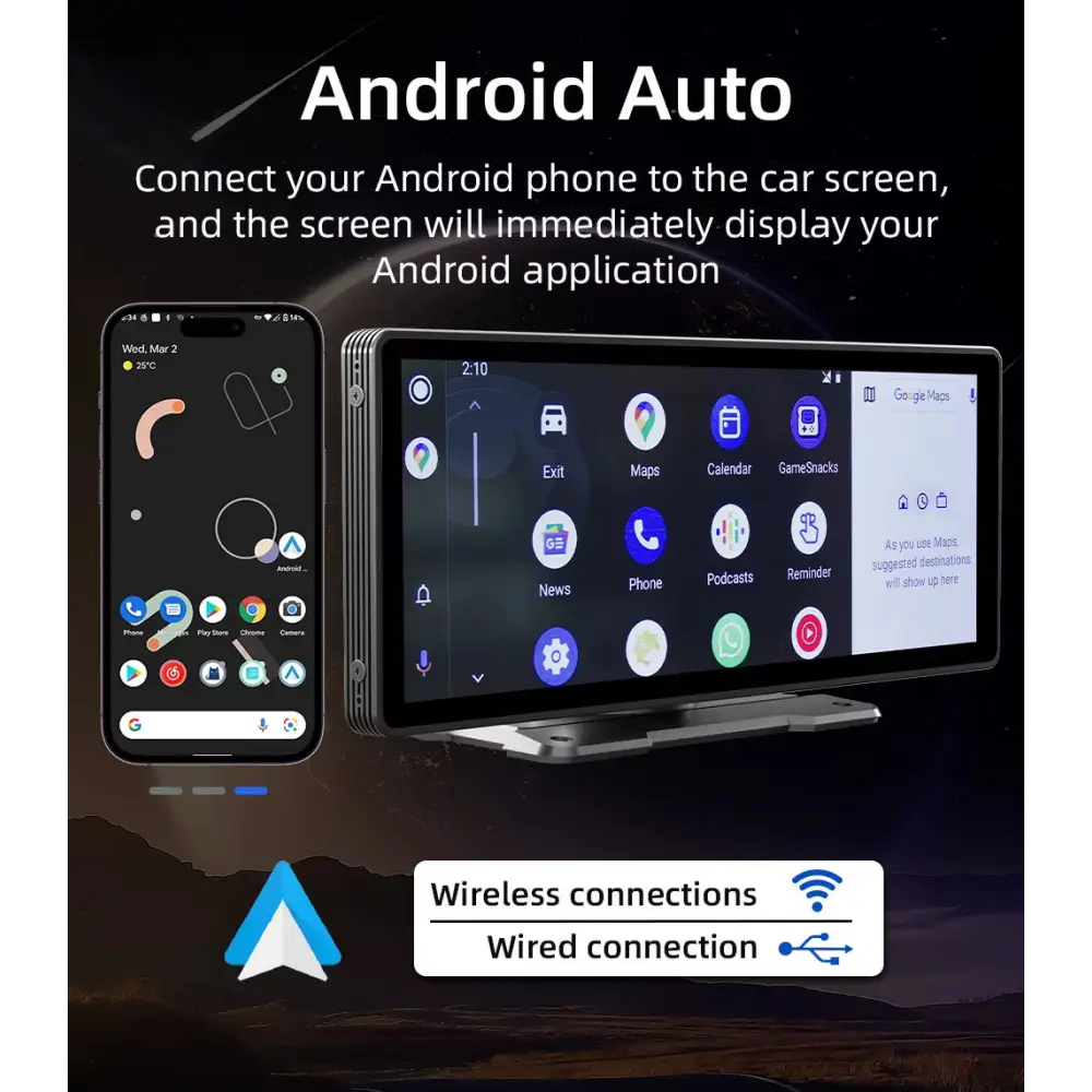 BQCC 10.26-Inch Portable Wireless CarPlay Display