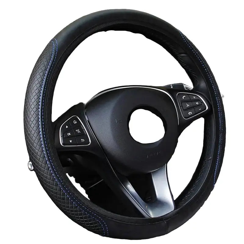 Braided Steering Wheel Cover (different colours available) - Black and Blue - HBC