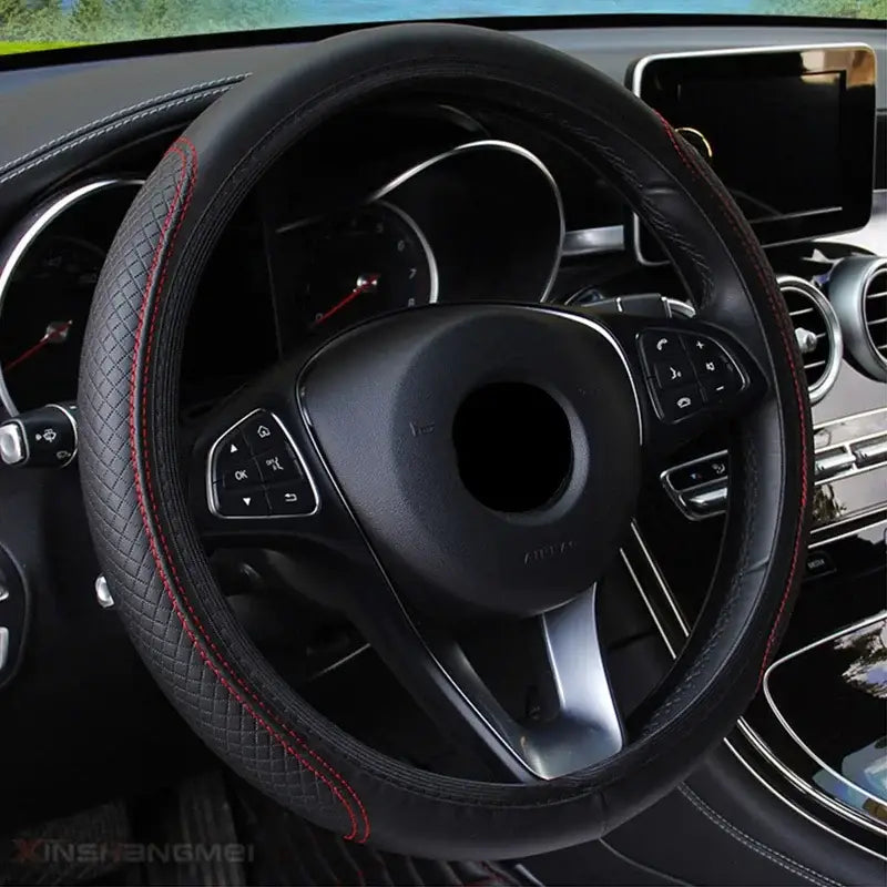 Braided Steering Wheel Cover (different colours available) - Black and Red - HBC