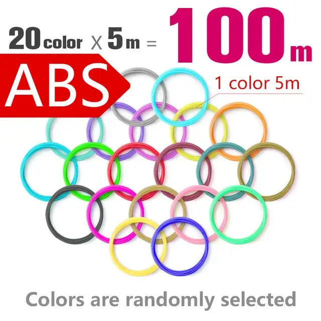 Brilliant Colour 3D Pen Filament (1.75mm ABS/PLA/PCL) - 20 colours 5m / Filament - SS