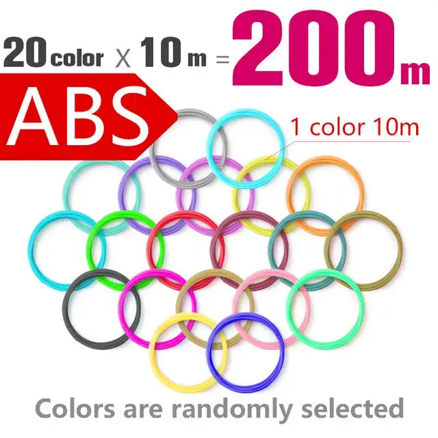 Brilliant Colour 3D Pen Filament (1.75mm ABS/PLA/PCL) - ABS 200m / Filament - SS