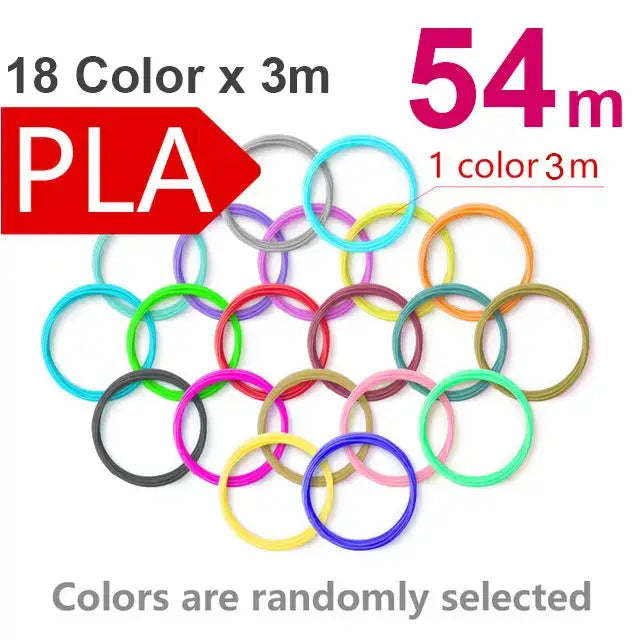 Brilliant Colour 3D Pen Filament (1.75mm ABS/PLA/PCL) - PLA 18 Colours 54m / Filament - SS