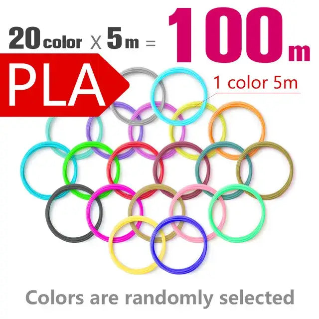 Brilliant Colour 3D Pen Filament (1.75mm ABS/PLA/PCL) - PLA 20 colours 5m / Filament - SS