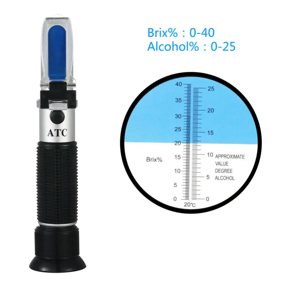 BRIX Sugar & Alcohol Dual Measure Refractometer - 0 - 40% 0 - 25%