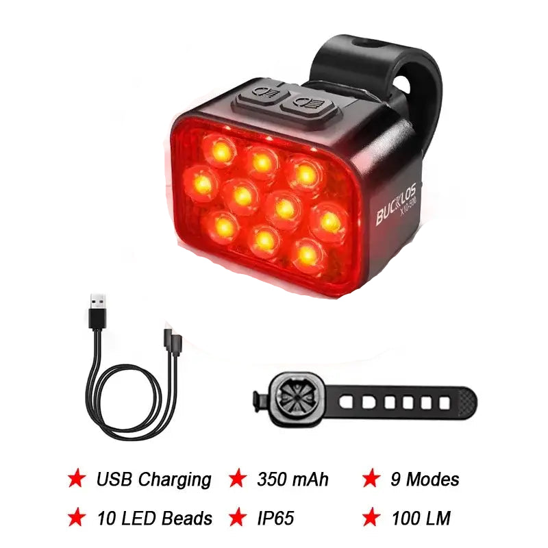 BUCKLOS Bicycle Rear Light Front Light 1100mAh LED COB Waterproof Bike Lamp USB Rechargeable Mtb Road Bike Taillights