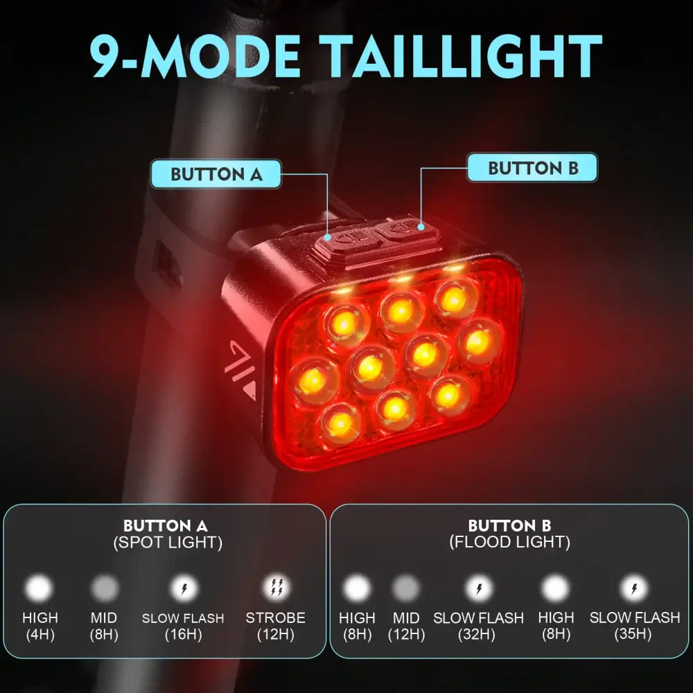 BUCKLOS Bicycle Rear Light Front Light 1100mAh LED COB Waterproof Bike Lamp USB Rechargeable Mtb Road Bike Taillights