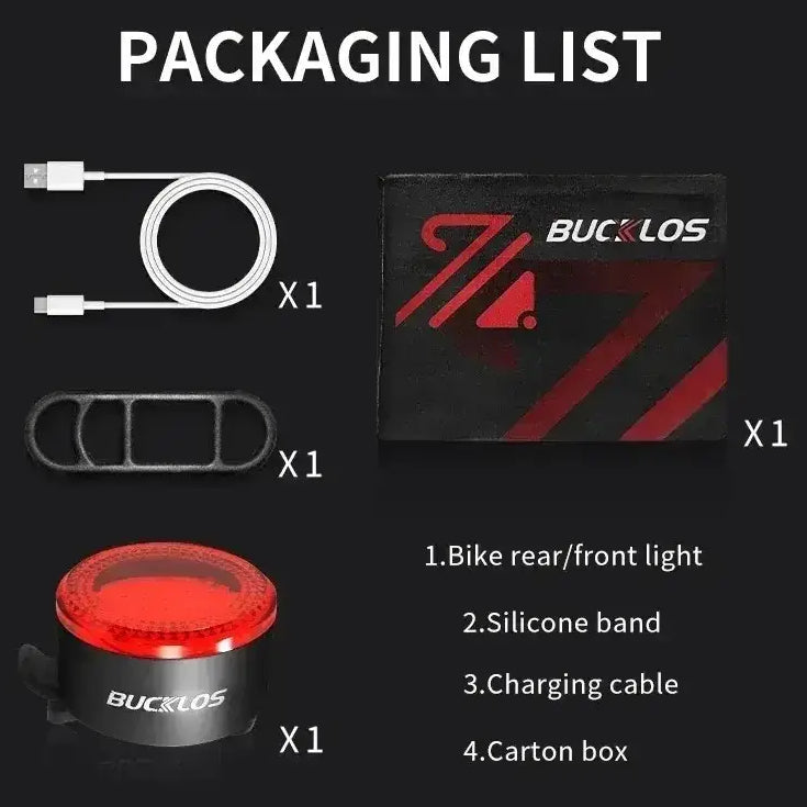 BUCKLOS Bicycle Rear Light Front Light 1100mAh LED COB Waterproof Bike Lamp USB Rechargeable Mtb Road Bike Taillights
