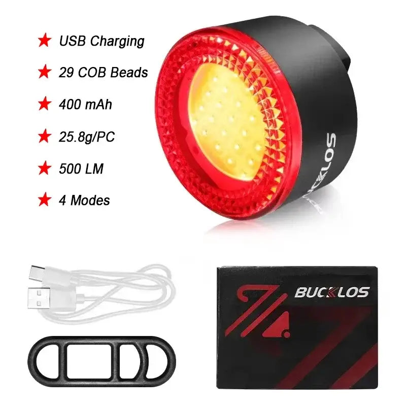 BUCKLOS Bicycle Rear Light Front Light 1100mAh LED COB Waterproof Bike Lamp USB Rechargeable Mtb Road Bike Taillights