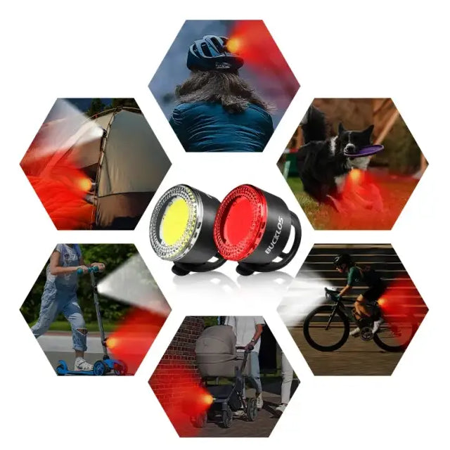 BUCKLOS COB Bike Taillights Headlight USB Rechargeable Bicycle Safety Warning Light MTB LED Front Rear Lantern Cycling