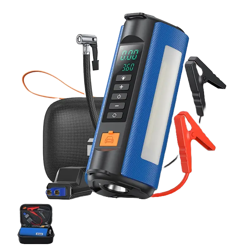BUVAYE 2000A Professional Car Battery Jump Starter with Built-in 150PSI Air Pump and USB Power Bank for 12V Vehicles