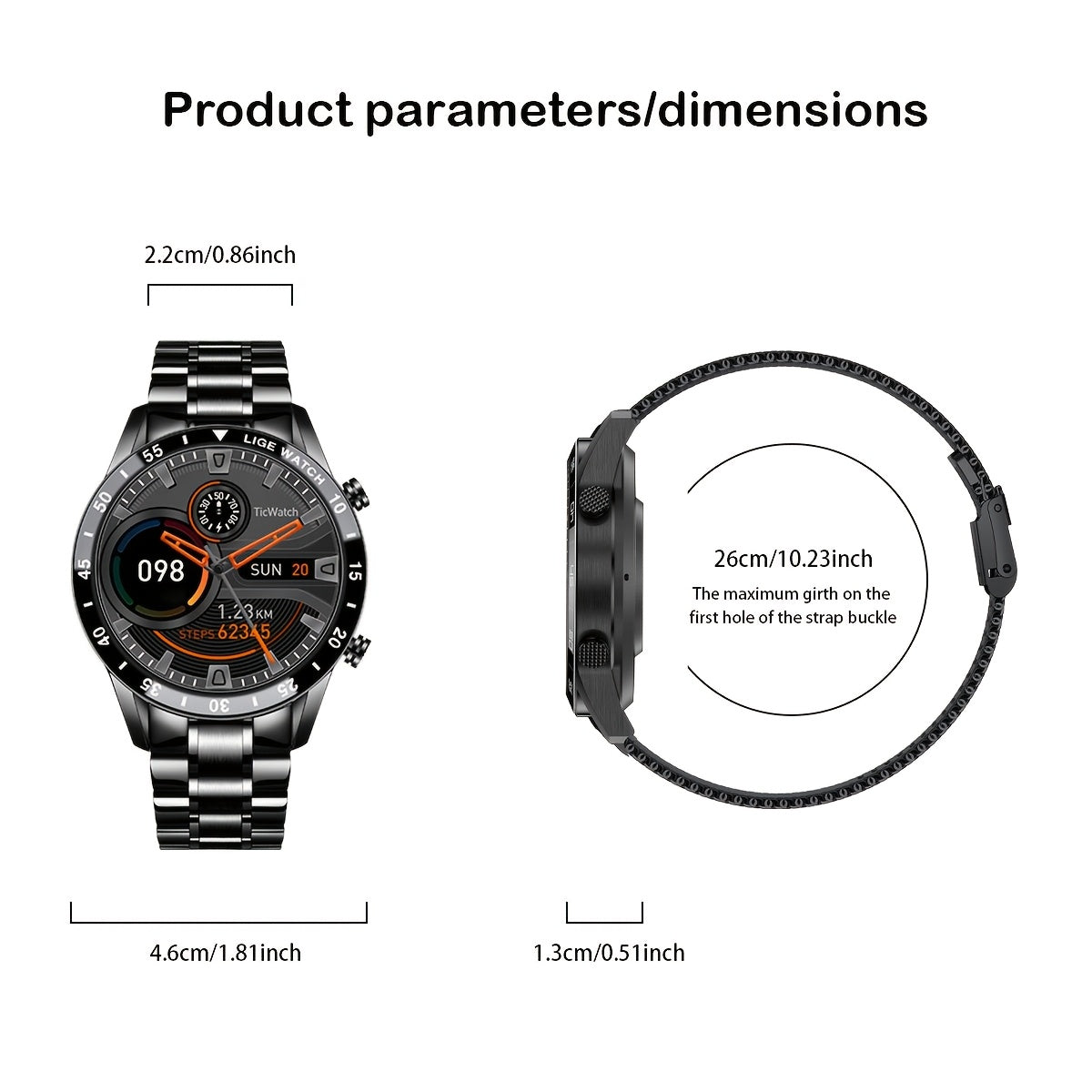 LIGE Smartwatch – Full Touchscreen with Call Management (4 types available)