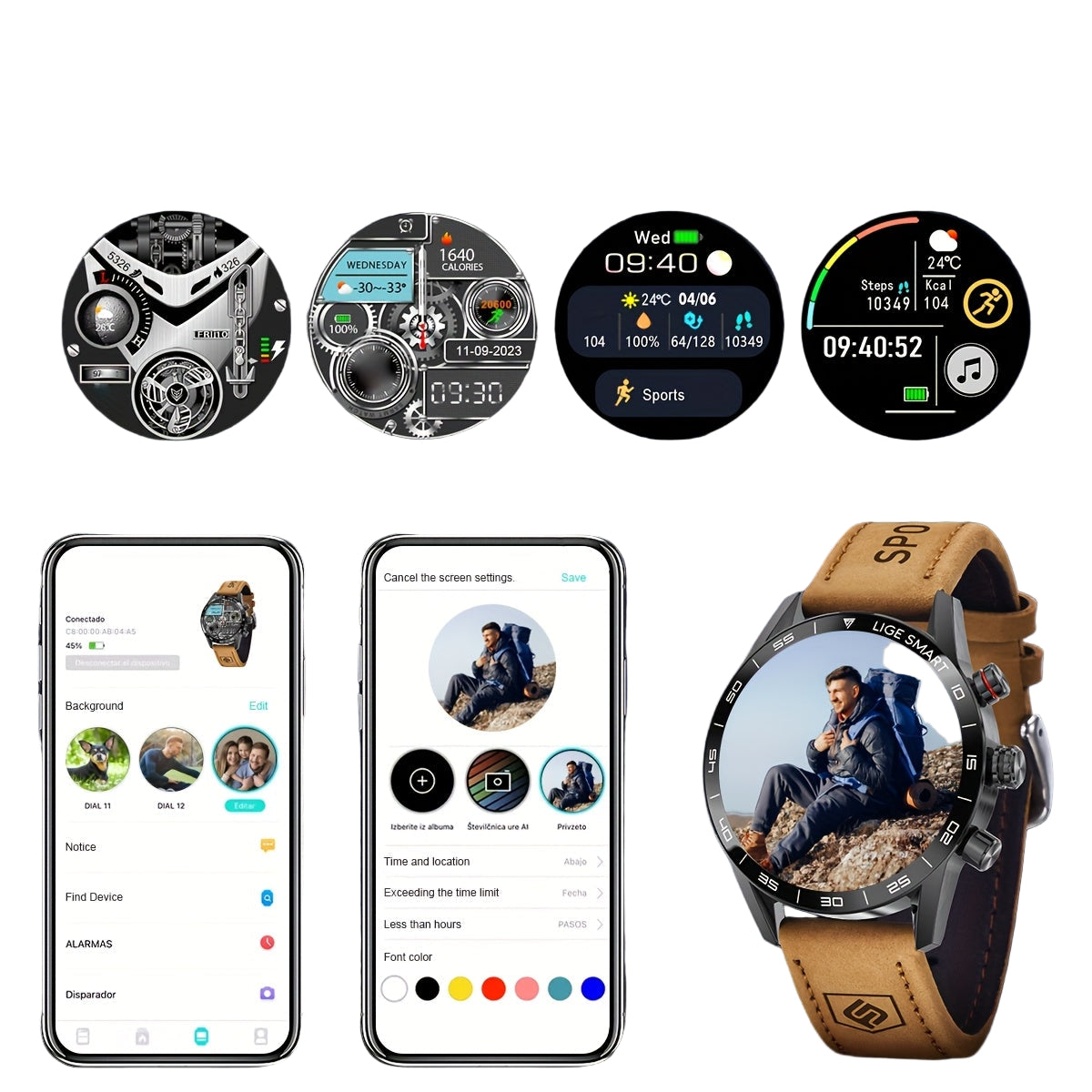 LIGE Smart Watch – Full Touch Screen with Wireless Calls (4 different types available)