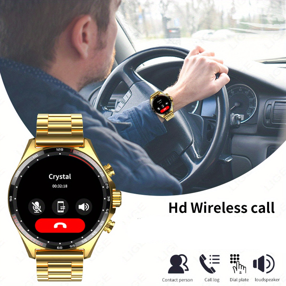 LIGE Men's Smart Watch – Touch Screen with Wireless Calls & Fitness Tracking (6 designs available)