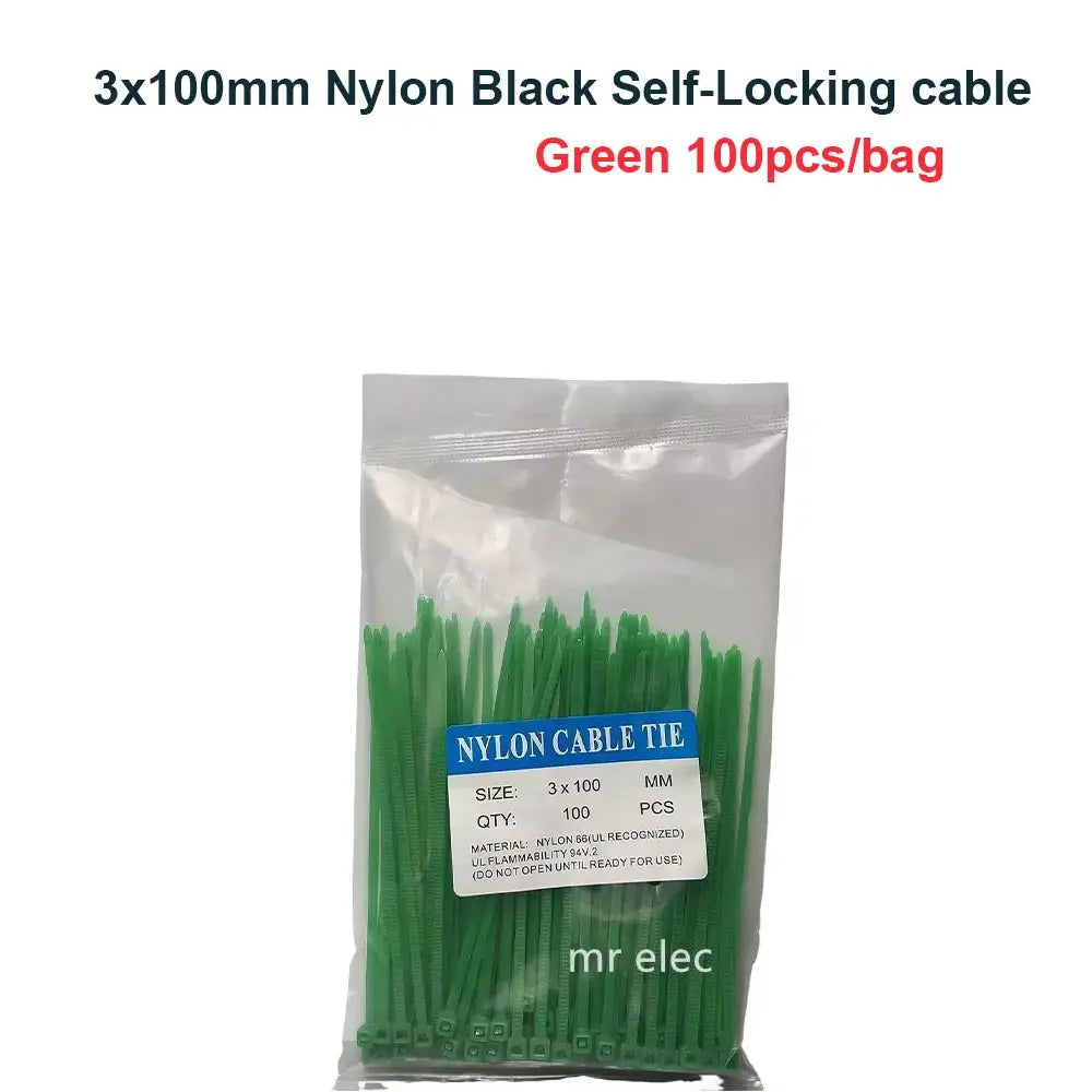 Cable Ties 100pcs 3*100mm Colorful Factory Standard Self-locking Plastic NylonWire Zip Tie - dark green