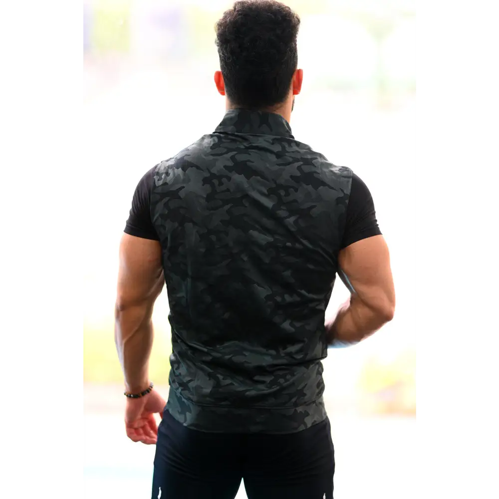 Camo Sleeveless Jacket Black