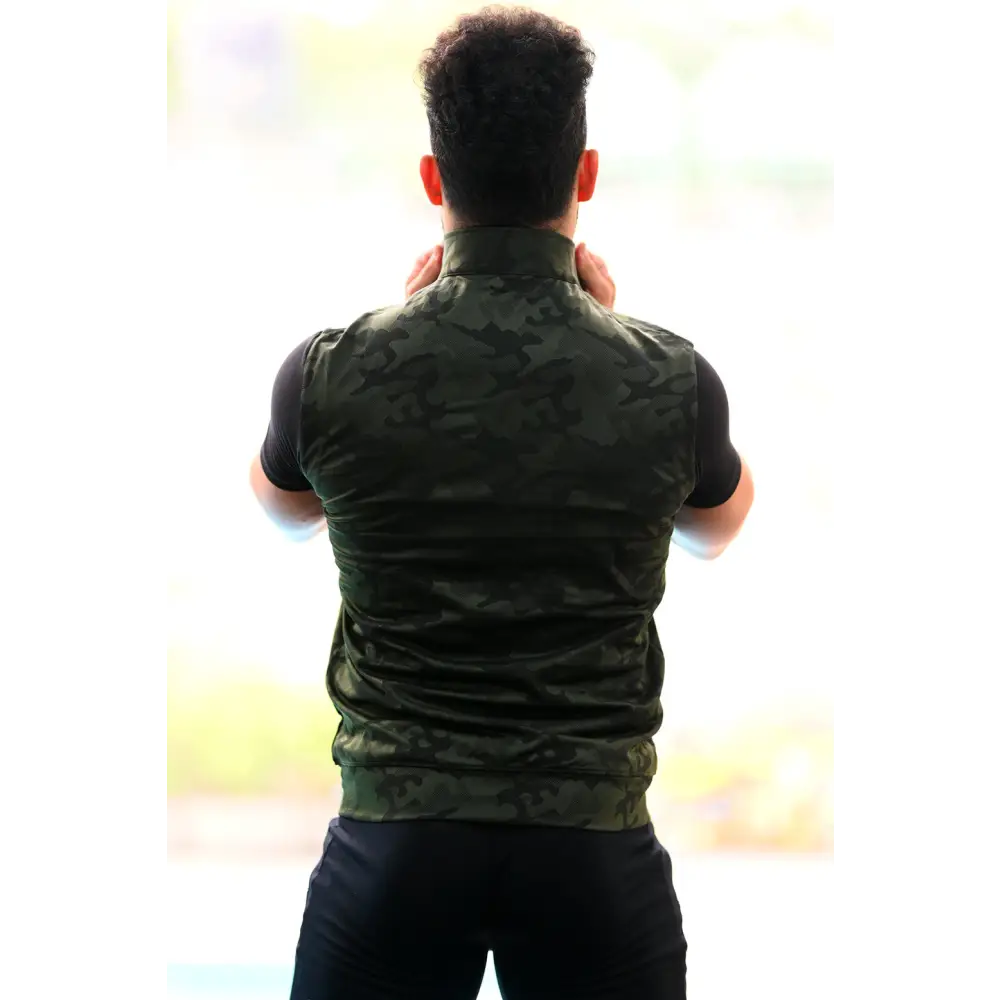 Camo Sleeveless Jacket Olive