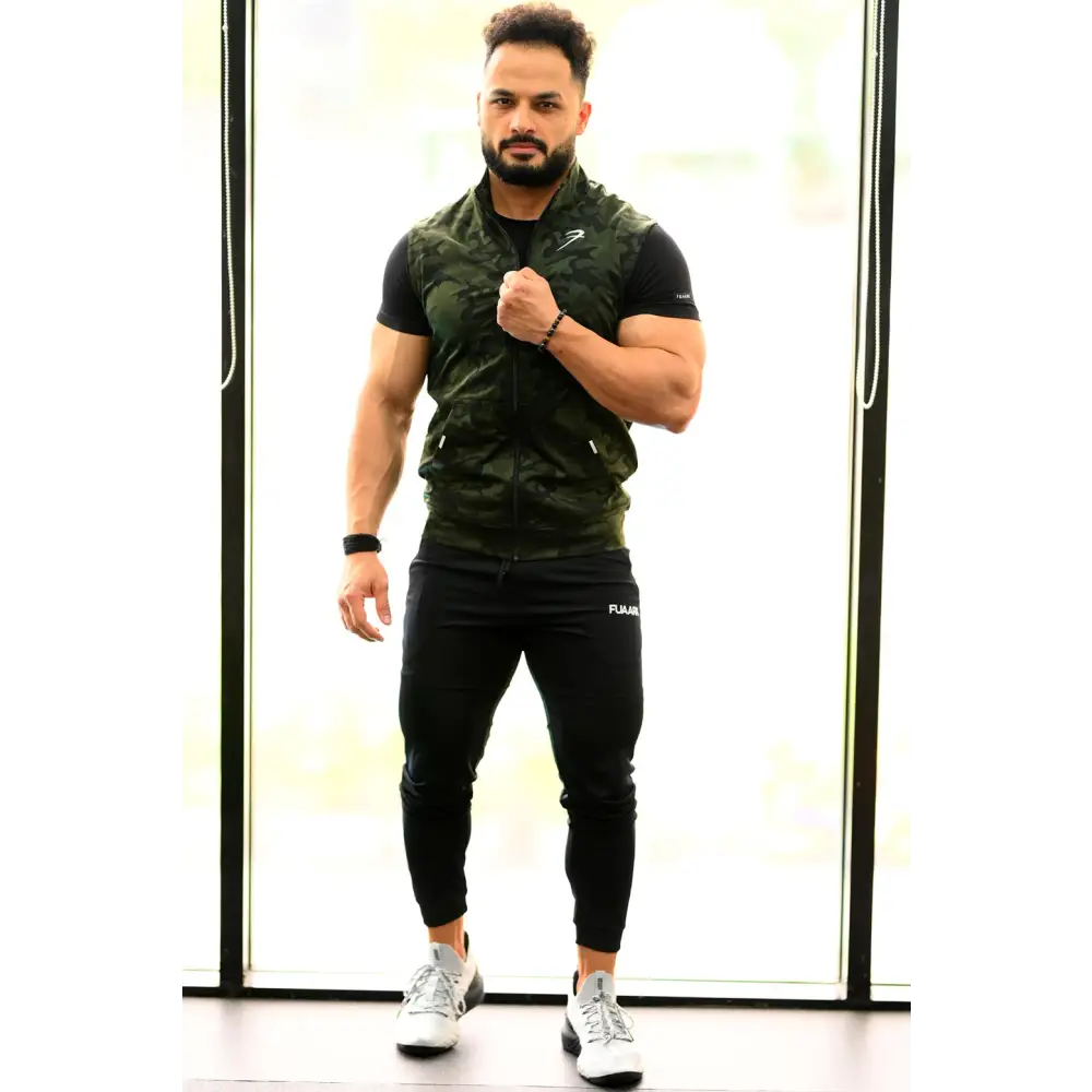 Camo Sleeveless Jacket Olive