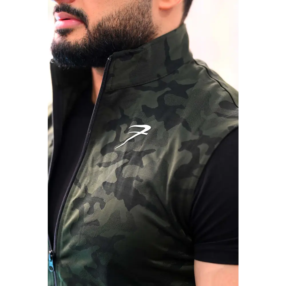 Camo Sleeveless Jacket Olive