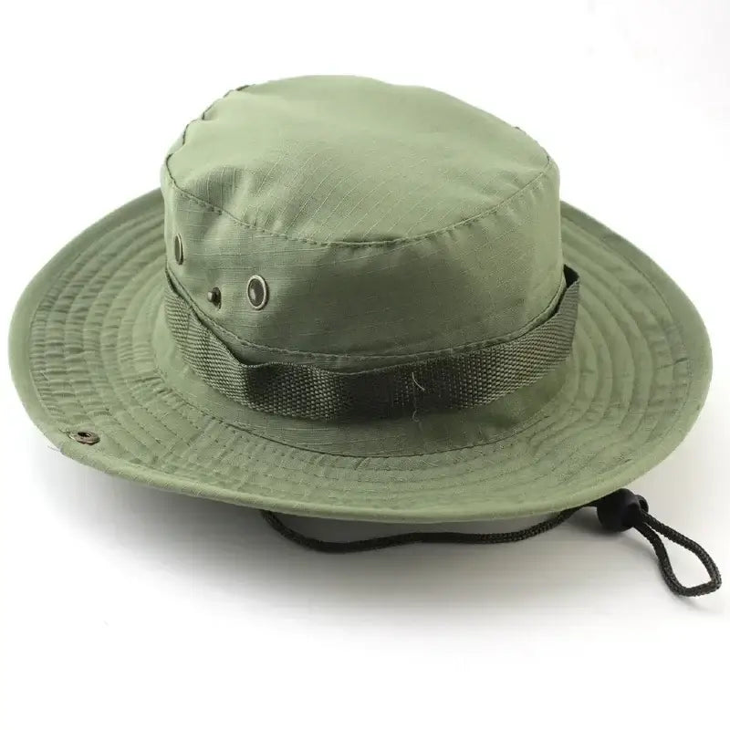 Camouflage Tactical Cap Boonie Hat Caps Camo Men Outdoor Sports Sun Bucket Cap Fishing Hiking Hunting Hats 60CM - green