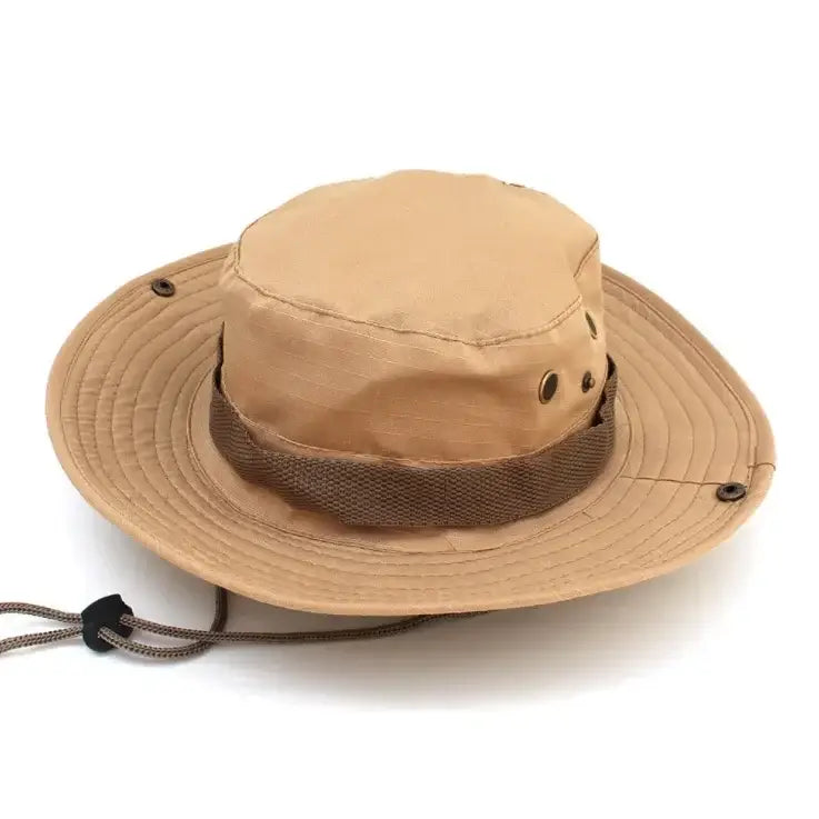 Camouflage Tactical Cap Boonie Hat Caps Camo Men Outdoor Sports Sun Bucket Cap Fishing Hiking Hunting Hats 60CM - Khaki