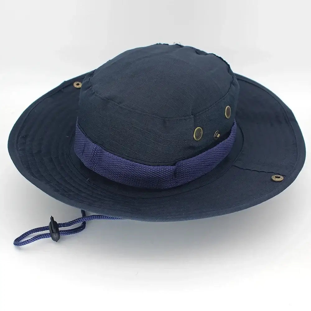 Camouflage Tactical Cap Boonie Hat Caps Camo Men Outdoor Sports Sun Bucket Cap Fishing Hiking Hunting Hats 60CM - Navy