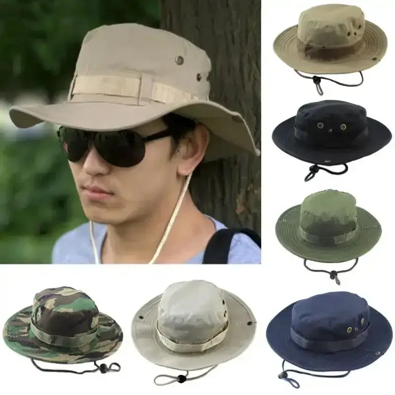 Camouflage Tactical Cap Boonie Hat Caps Camo Men Outdoor Sports Sun Bucket Cap Fishing Hiking Hunting Hats 60CM