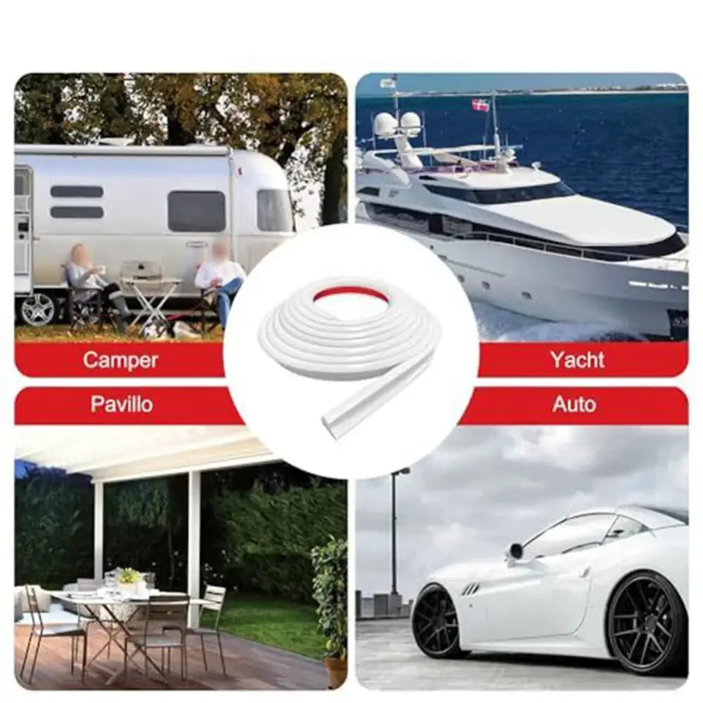 Camper Van Gutter Rain Guard – J Shape Drip Stop PVC Rain Gutter (5m) - 5m / Camper Van Gutter Rain Guard - HBC