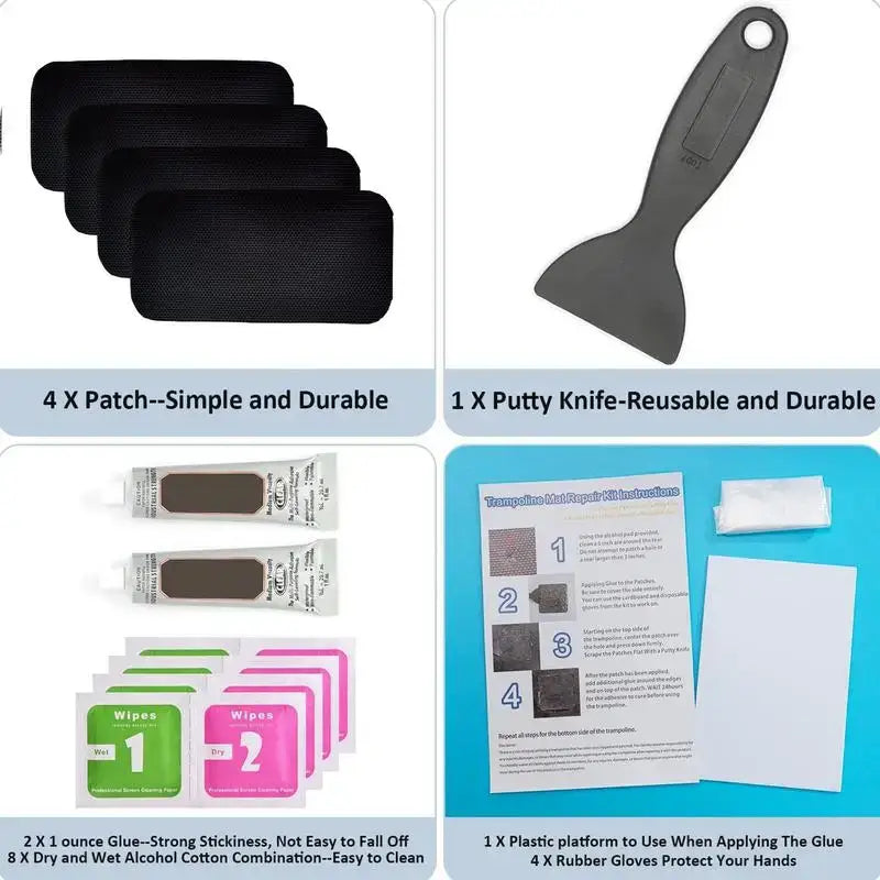 Camping Tent Trampoline Waterproof Patch Fixing Kit Trampoline Patch Repair Kit Repair Mat Tear Hole Repairing Tools