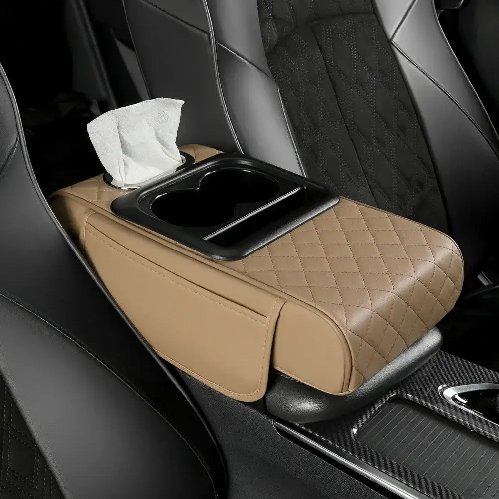 Car Armrest Height Pad with Storage (5 colours available) - Beige-yellow / Arm Rest - HBC