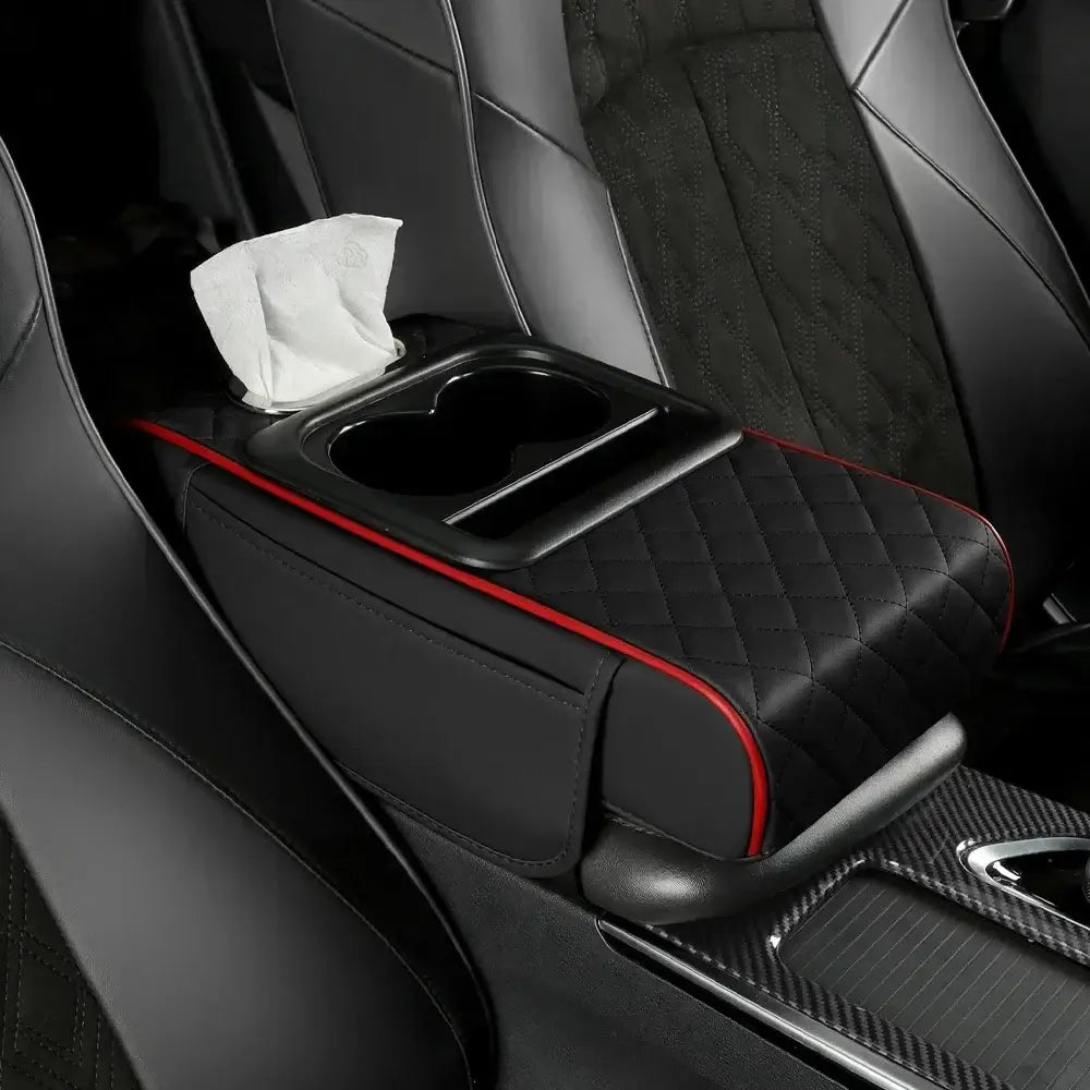 Car Armrest Height Pad with Storage (5 colours available) - Black-Red / Arm Rest - HBC