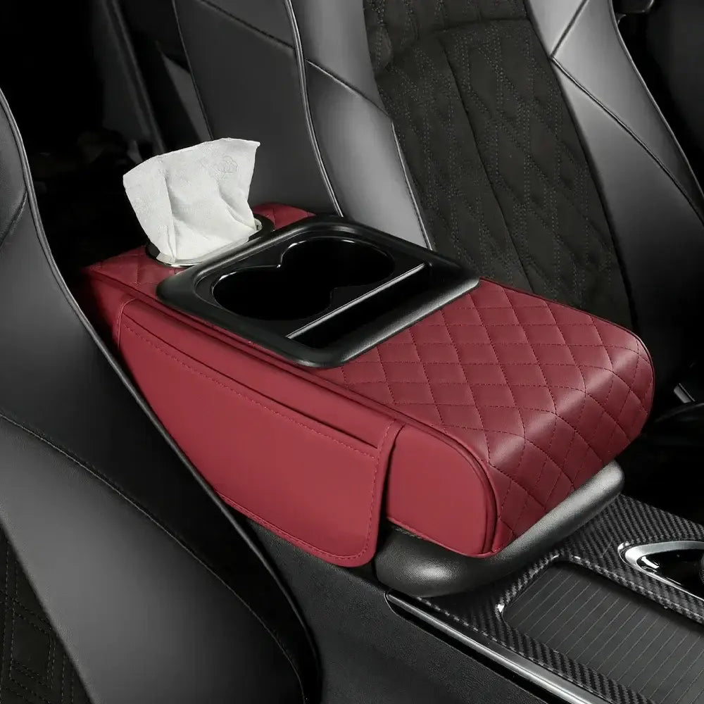 Car Armrest Height Pad with Storage (5 colours available) - Wine-Red / Arm Rest - HBC