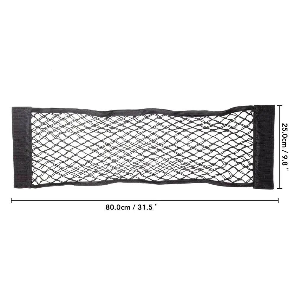 Car Back Seat Mesh Storage Organizer with Elastic String Net and Magic Sticker - Universal Trunk Pocket Cage - 80 X 25Cm