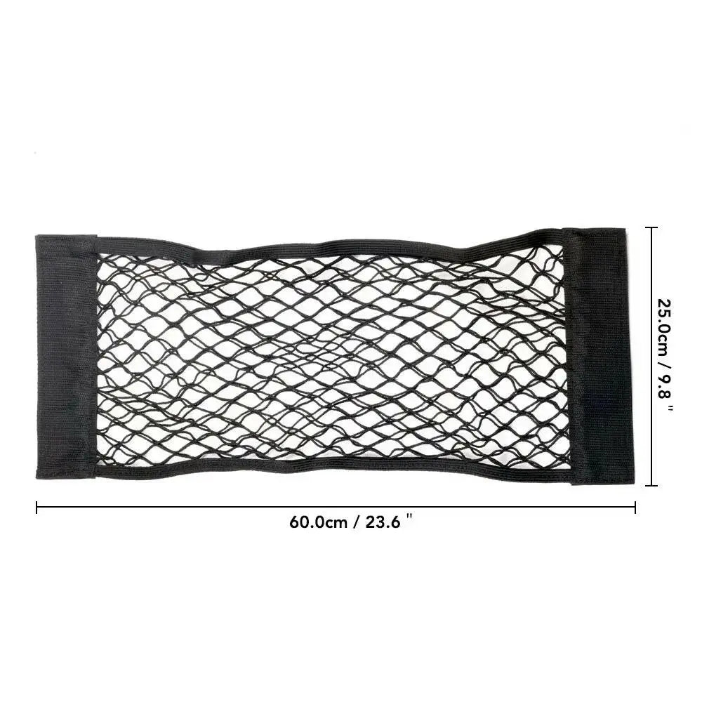 Car Back Seat Mesh Storage Organizer with Elastic String Net and Magic Sticker - Universal Trunk Pocket Cage - 60 X 25Cm