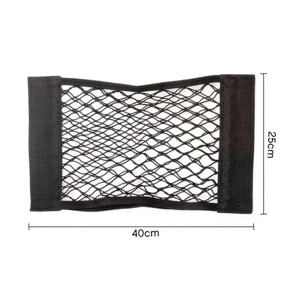 Car Back Seat Mesh Storage Organizer with Elastic String Net and Magic Sticker - Universal Trunk Pocket Cage - 40 X 25Cm