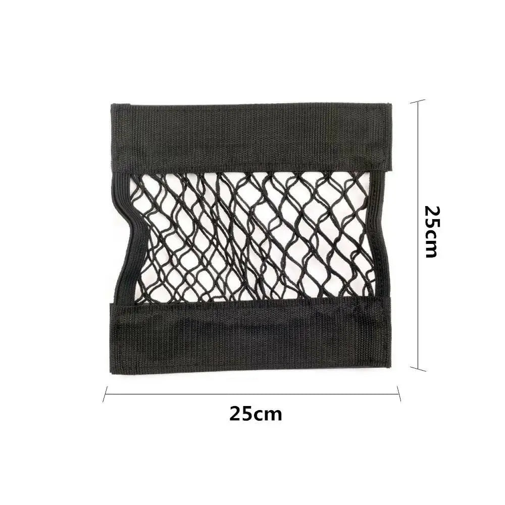 Car Back Seat Mesh Storage Organizer with Elastic String Net and Magic Sticker - Universal Trunk Pocket Cage - 25 X 25Cm