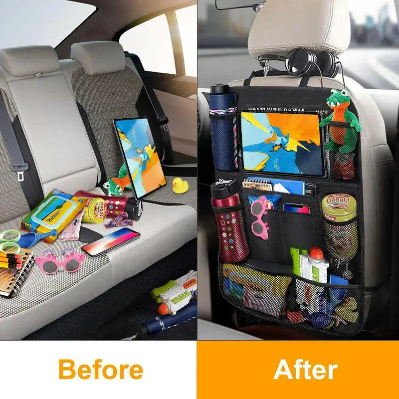 Car Backseat Organizer with Touch Screen Tablet Holder Auto Storage Pockets Cover Car Seat Back Protectors Car