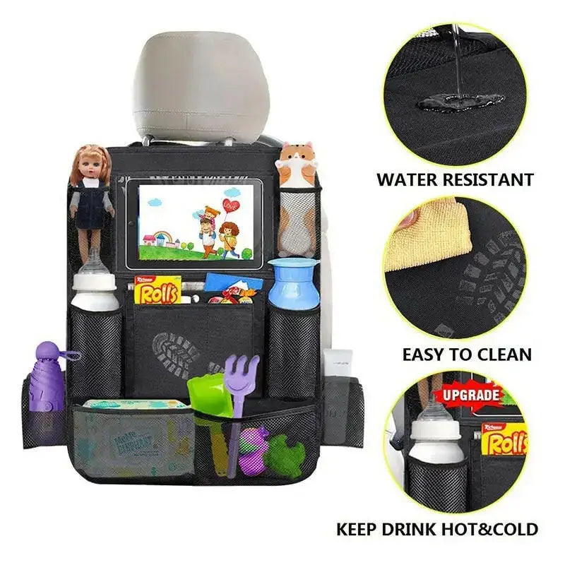 Car Backseat Organizer with Touch Screen Tablet Holder Auto Storage Pockets Cover Car Seat Back Protectors Car