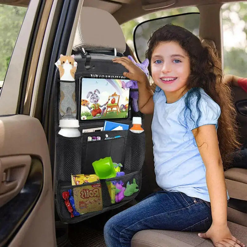 Car Backseat Organizer with Touch Screen Tablet Holder Auto Storage Pockets Cover Car Seat Back Protectors Car