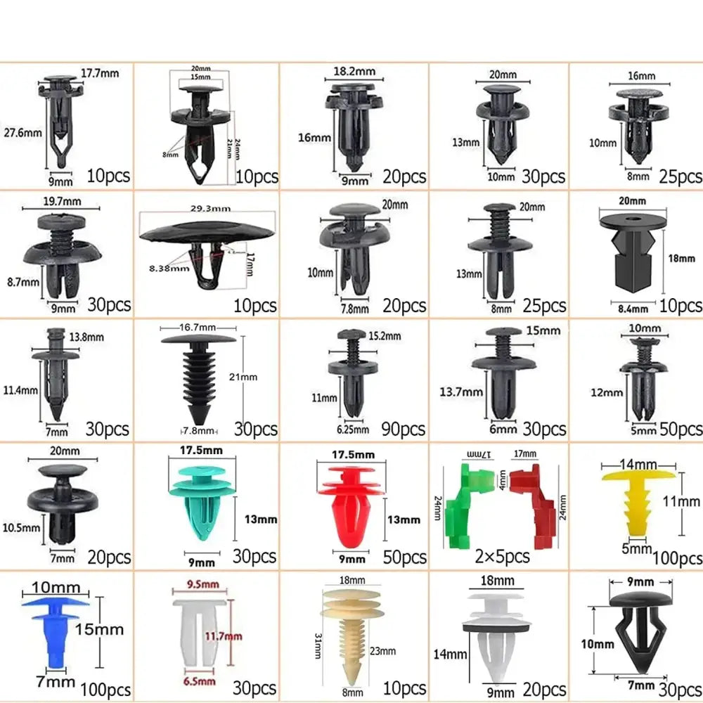 Car Fastener Clip Kit – Plastic Rivets & Retainer Pins (different types available) - HBC