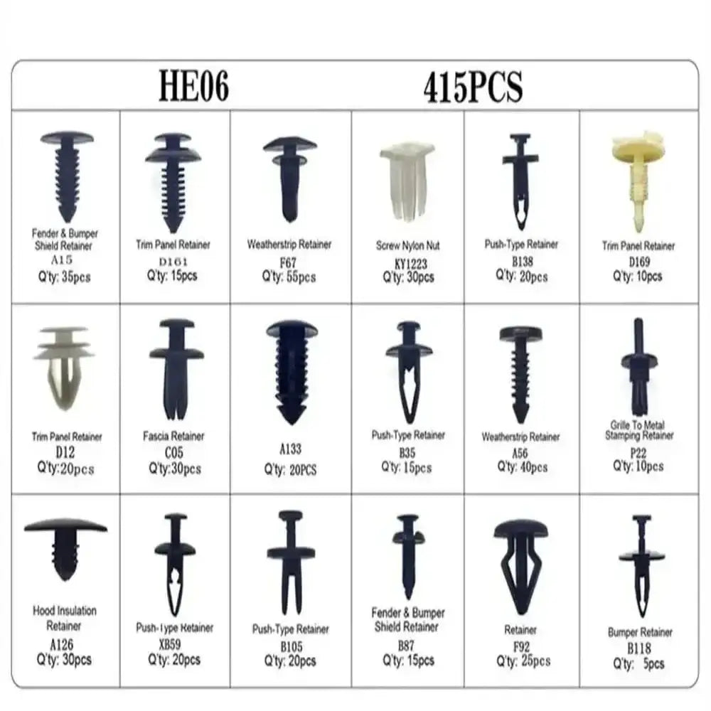 Car Fastener Clip Kit – Plastic Rivets & Retainer Pins (different types available) - HBC