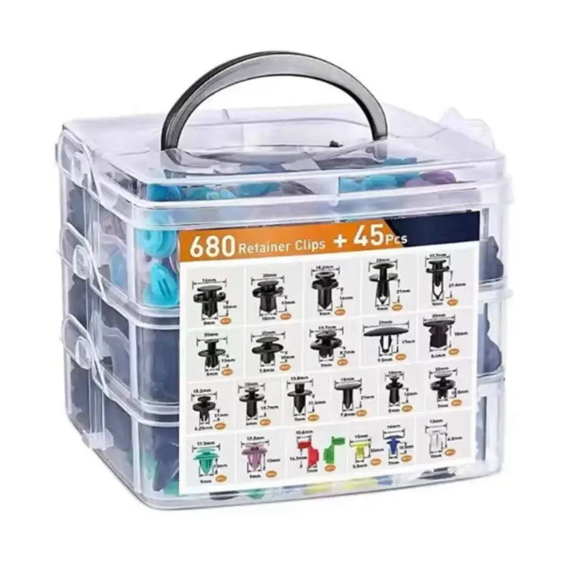 Car Fastener Clip Kit – Plastic Rivets & Retainer Pins (different types available) - 680 Pcs - HBC