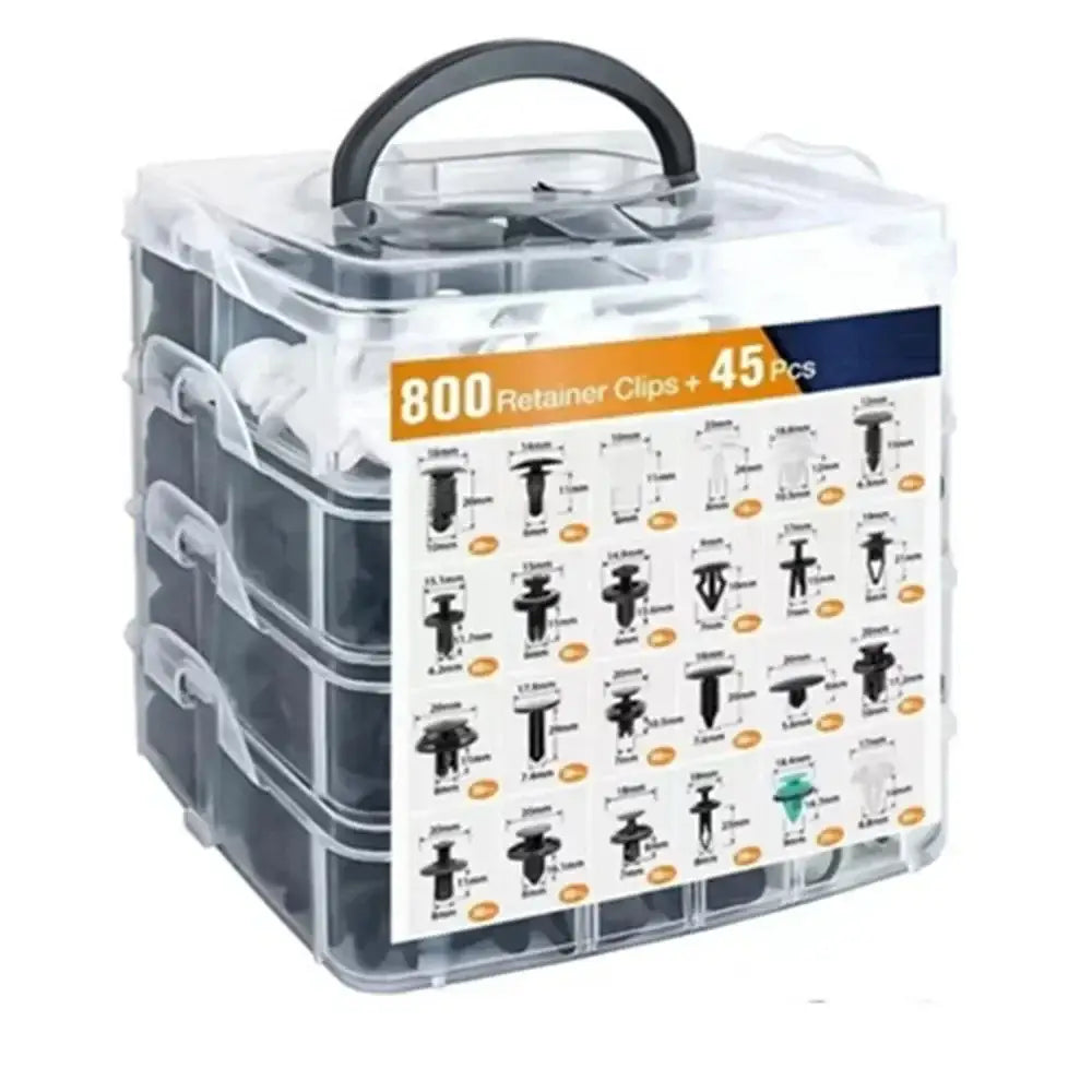 Car Fastener Clip Kit – Plastic Rivets & Retainer Pins (different types available) - 800 Pcs - HBC