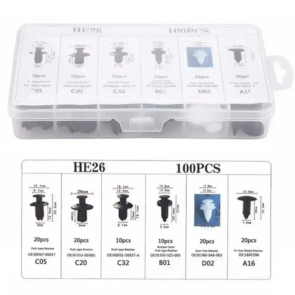 Car Fastener Clip Kit – Plastic Rivets & Retainer Pins (different types available) - HBC