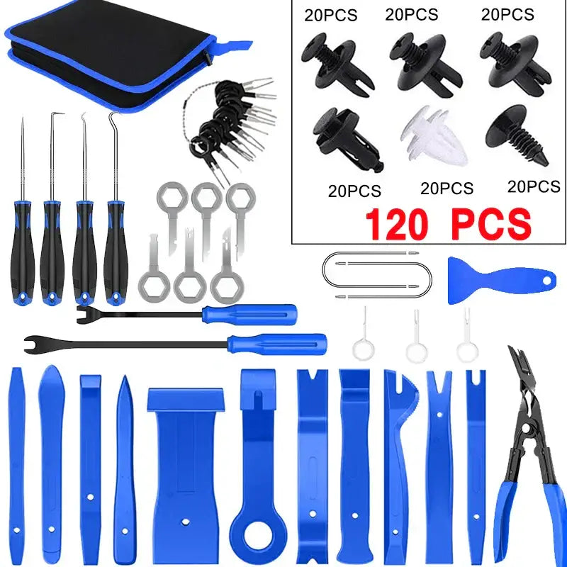 Car Interior Trim Removal Tool Kit (different sets & colours available) - Blue 161pcs - HBC