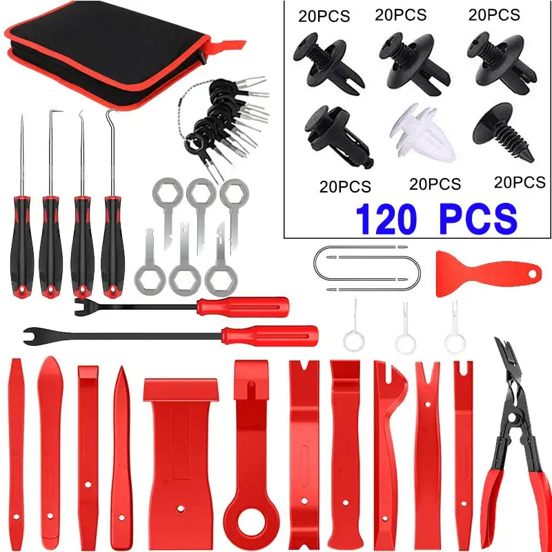 Car Interior Trim Removal Tool Kit (different sets & colours available) - Red 161pcs - HBC
