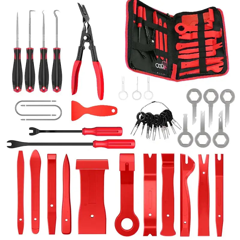 Car Interior Trim Removal Tool Kit (different sets & colours available) - Red 41pcs - HBC